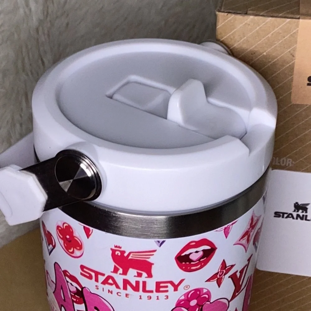 Stanley X Labubu Pink and White 20 oz Tumbler with Designer pattern - Picture 3 of 5